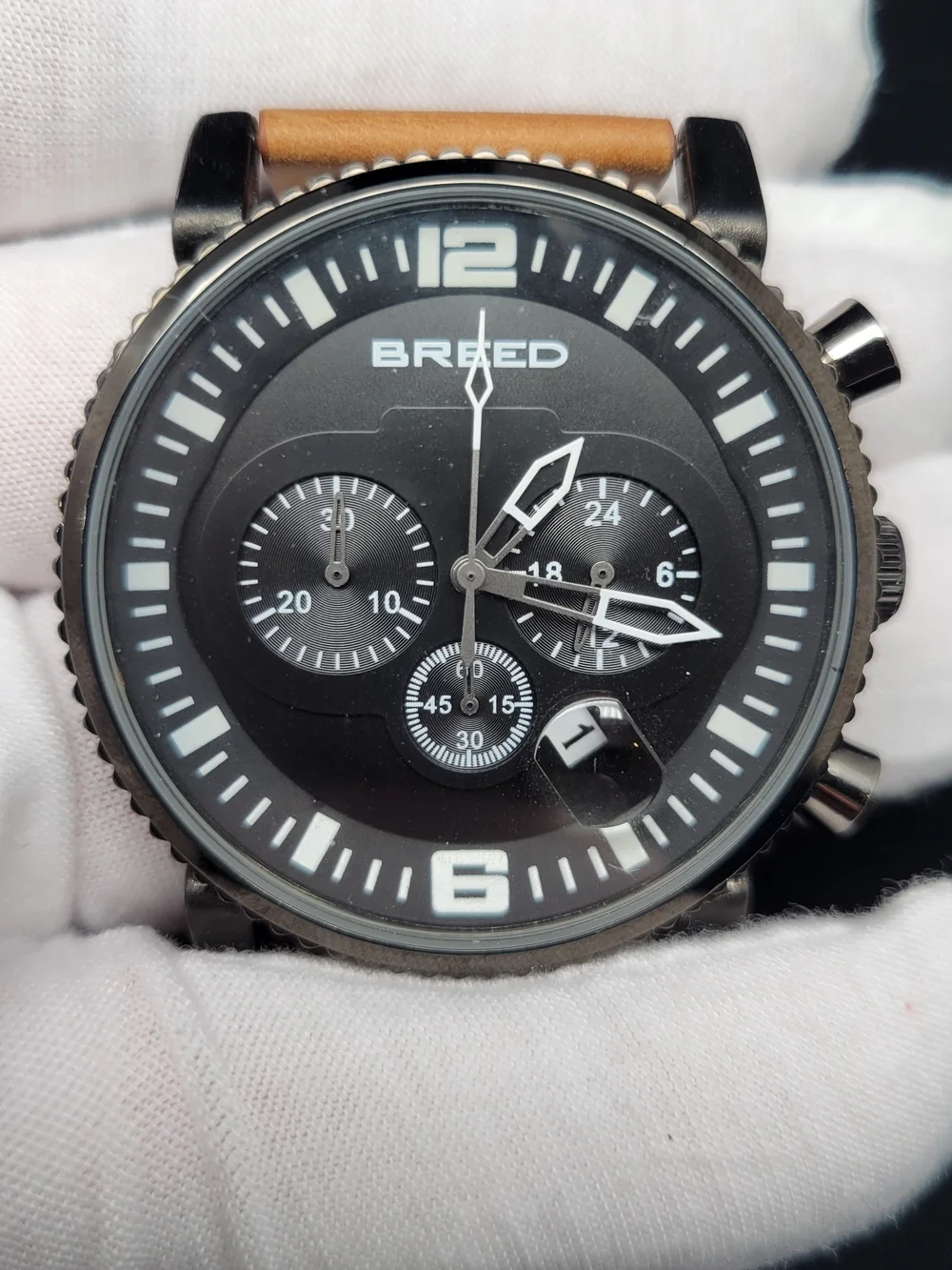 Breed Men's Chronograph Quartz Watch | Black Dial | Date Display | 50M WR